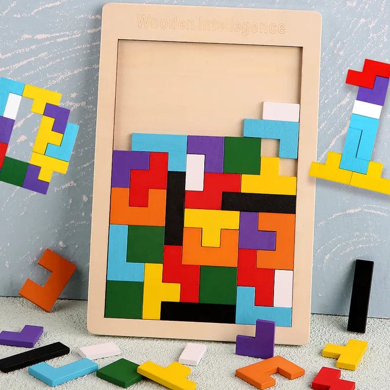 Colorful 3D Puzzle - Jouet éducatif en bois Tangram Montessori | Montessori A Montessori