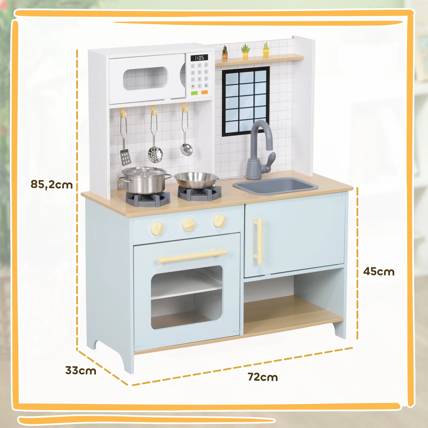 🍳 Cuisine en Bois Enfant Montessori – Grande Cuisine Éducative avec Accessoires
