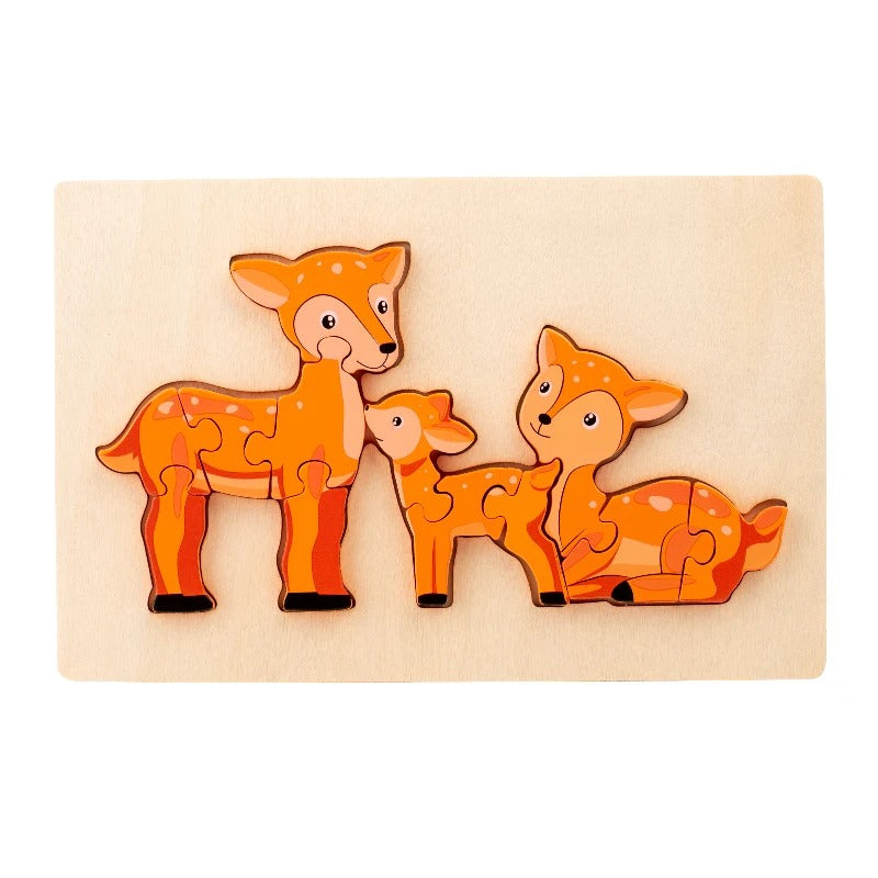 Puzzle en bois animaux 3D à pièces épaisses