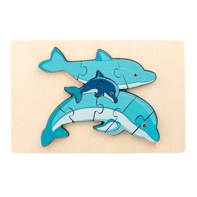 Puzzle en bois animaux 3D à pièces épaisses