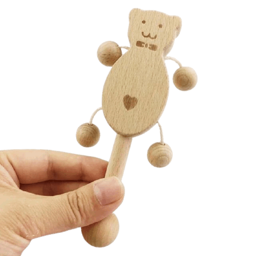 Hochet en Bois Ours Montessori - Édition Exclusive | Montezzori Montezzori