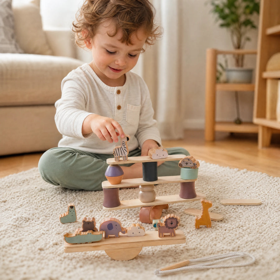 Jeu d'équilibre en bois Montessori avec blocs animaux pour enfants - Utilisation du produit