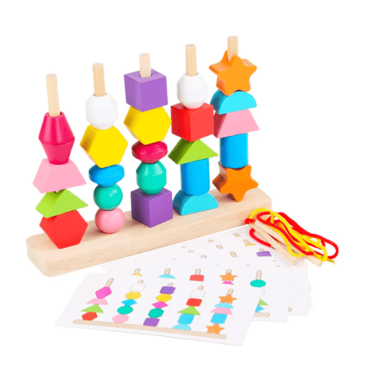 Jeu de Puzzle en Bois Montessori - Correspondance de Couleurs et de Formes avec Perles Colorées Montessori | Montezzori multicolor Montezzori