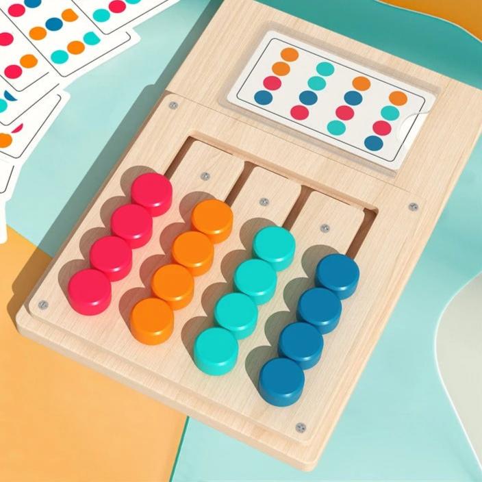Jeu de Logique en Bois avec 24 Défis Progressifs et Cartes