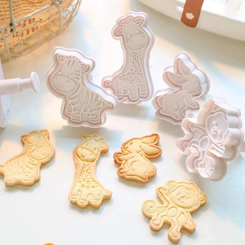 Kit de 4 emporte-pièces pour biscuits animaux Montessori | Montessori A. singe girafe zèbre et lapin Montessori