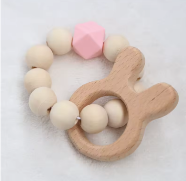 Hochet en Bois Lapin Montessori - Éveil Sensoriel pour Bébé