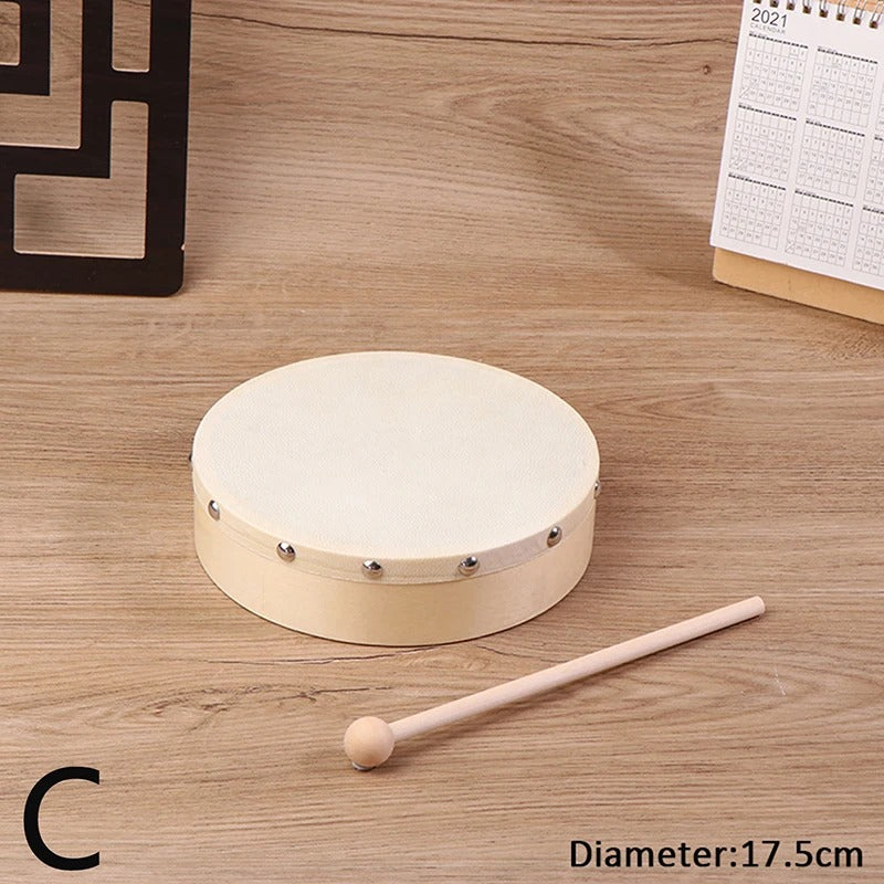 Tambour en bois enfant avec baguette - 10 ou 15 cm