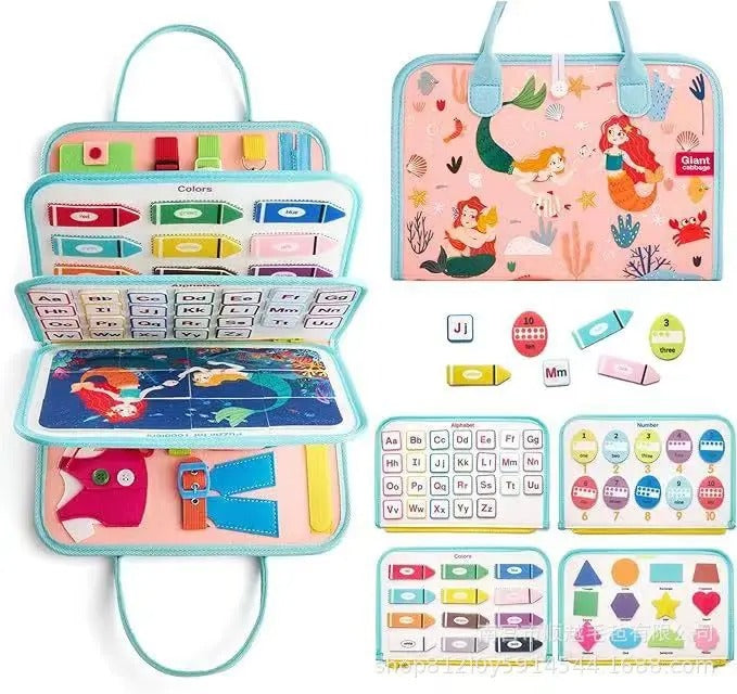 🎒 Busy Board Éducatif 7-en-1 – Jouet Sensoriel pour Tout-Petits