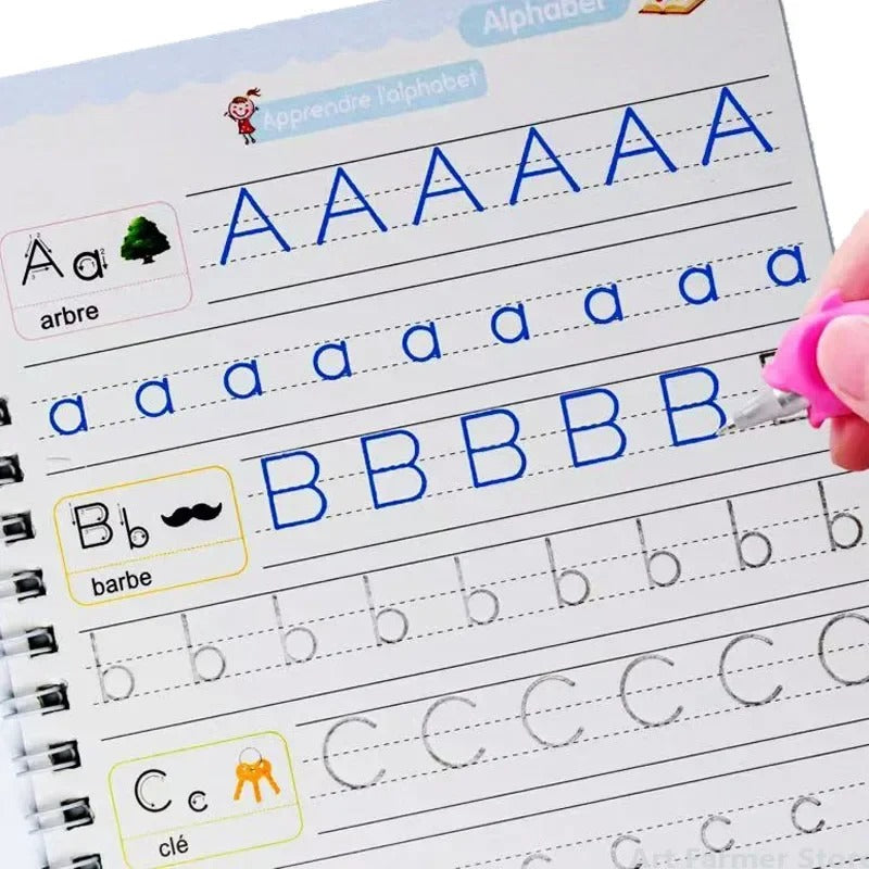 ✏️ Cahiers Magiques Réutilisables – Pack 4 en 1 : Alphabet, Chiffres, Dessin & Écriture