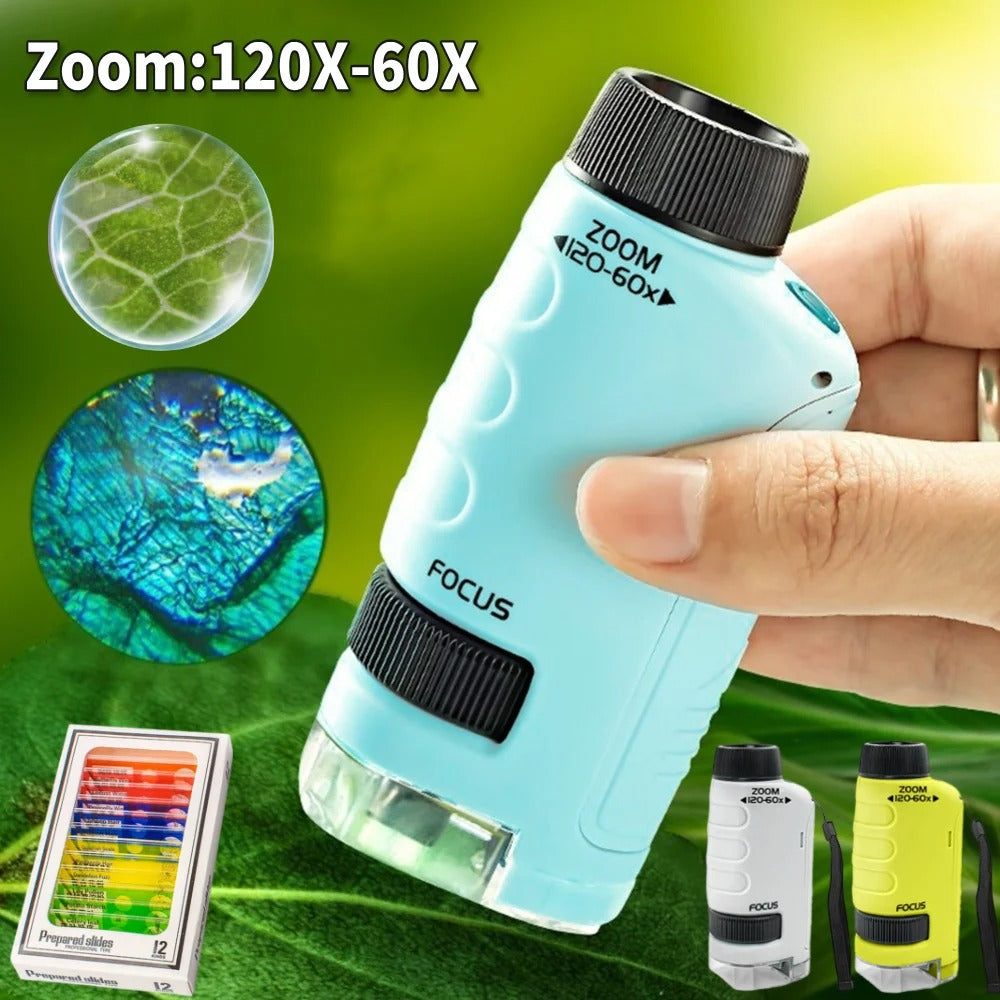 🔬 Microscope de Poche Portable pour Enfants – Grossissement jusqu'à 120x
