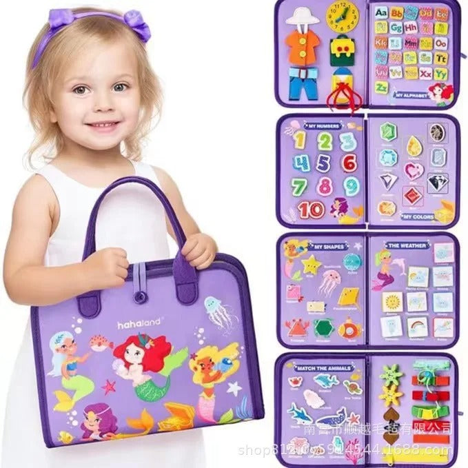 🎒 Busy Board Éducatif 7-en-1 – Jouet Sensoriel pour Tout-Petits