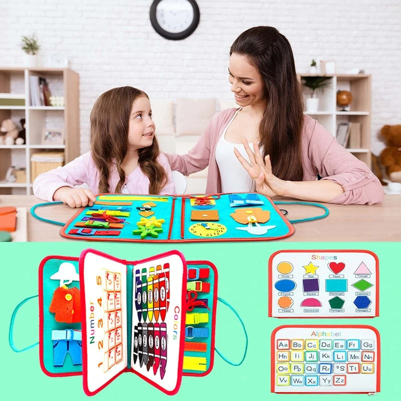 🎒 Busy Board Éducatif 7-en-1 – Jouet Sensoriel pour Tout-Petits