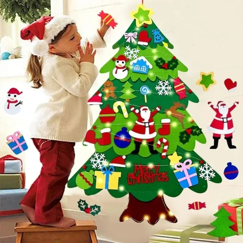 Sapin de Noël en Feutrine pour Enfants - 32 Pièces de Décoration + Guirlande