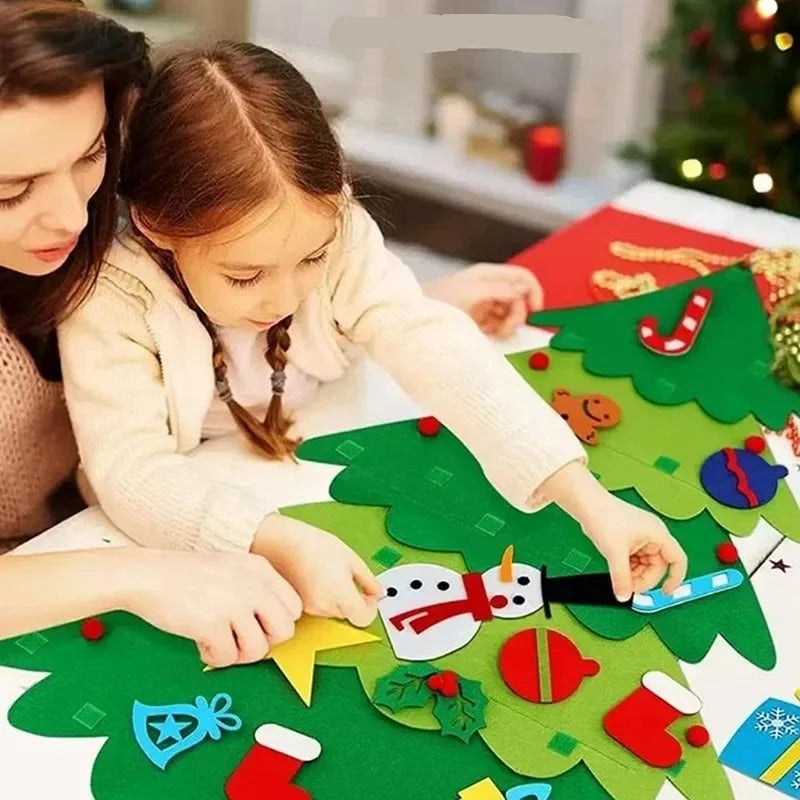 Sapin de Noël en Feutrine pour Enfants - 32 Pièces de Décoration + Guirlande