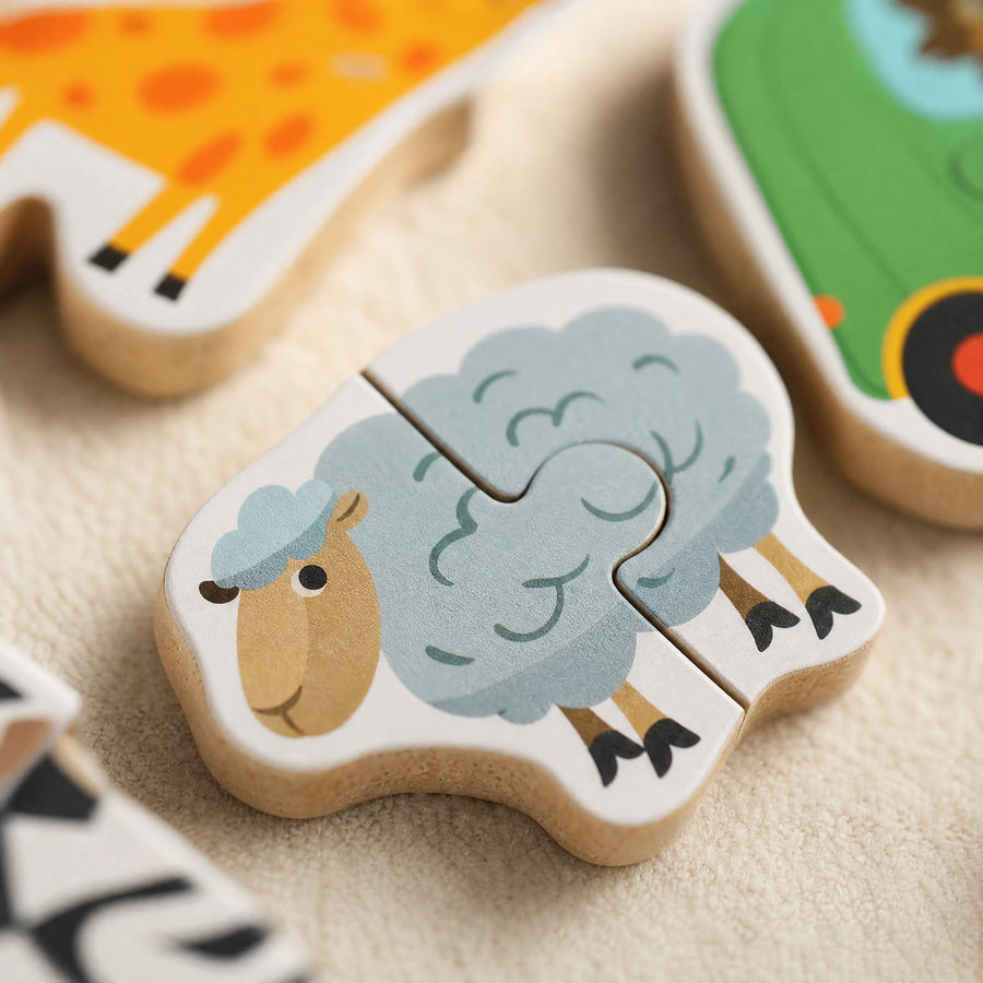 Matching Puzzle Éducatif: Découvre les Animaux, les Fruits et la Circulation en Montessori - Détail matière