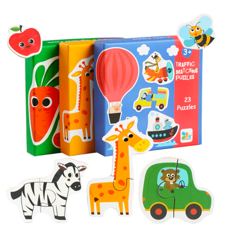 Matching Puzzle Éducatif: Découvre les Animaux, les Fruits et la Circulation en Montessori | Montezzori Montezzori