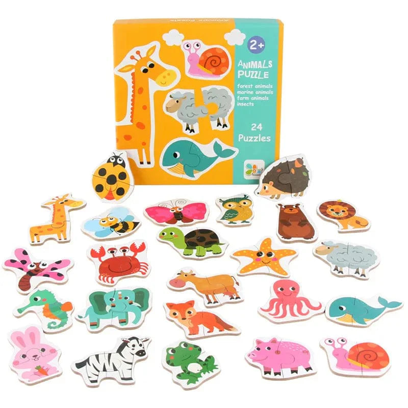 Matching Puzzle Éducatif: Découvre les Animaux, les Fruits et la Circulation en Montessori | Montezzori Animaux Montezzori