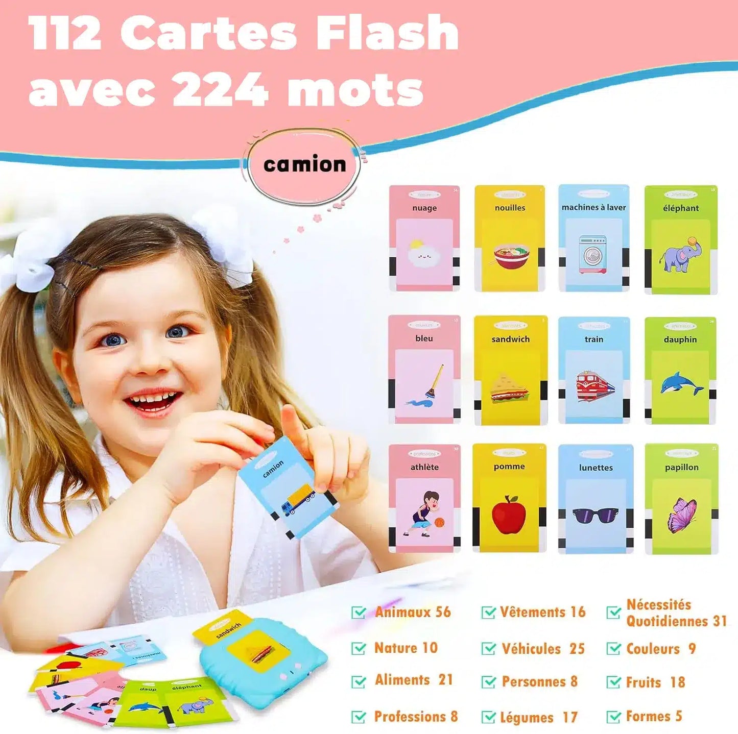 Lecteur de Cartes Flash Parlantes - 224 Mots pour Apprendre en S'amusant