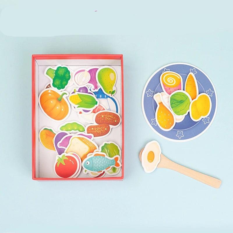 Jeu de nourrissage magnétique en bois avec ours et spatule
