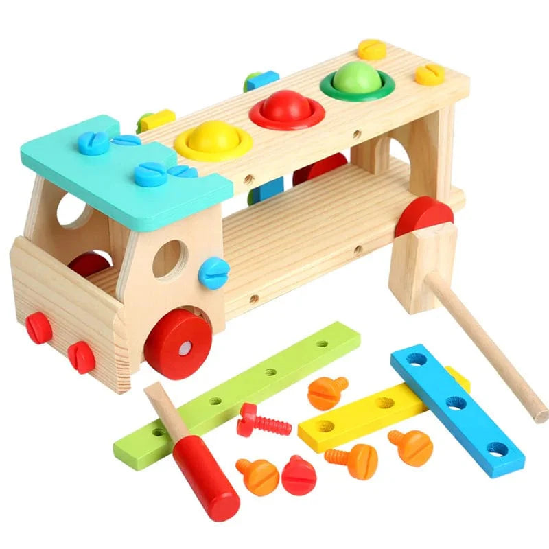 Jouet en bois Montessori : boîte à outils et voiture pour enfants 2-4 ans Jouet en bois Montessori : boîte à outils et voiture pour enfants 2-4 ans