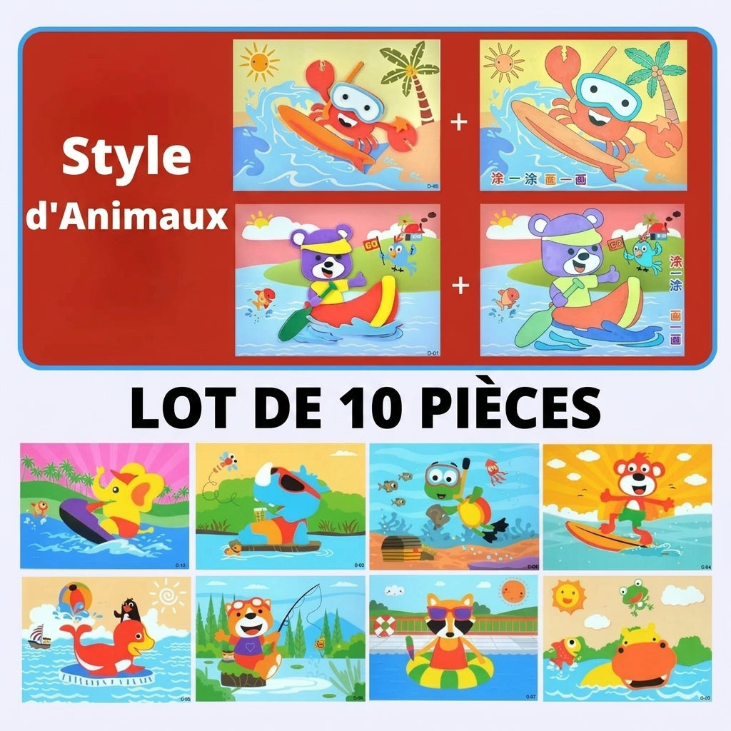 Puzzles autocollants en 3D en mousse EVA - Pack de 10/12 feuilles