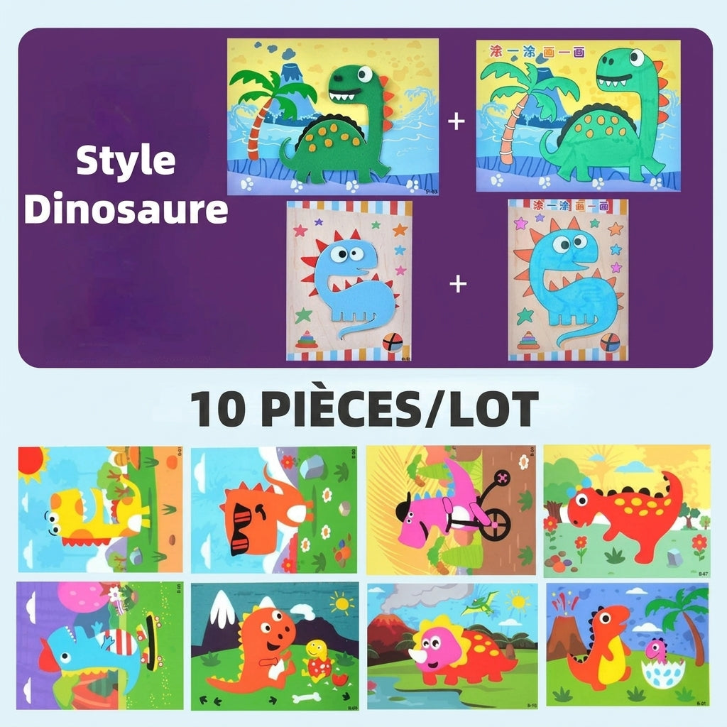 Puzzles autocollants en 3D en mousse EVA - Pack de 10/12 feuilles