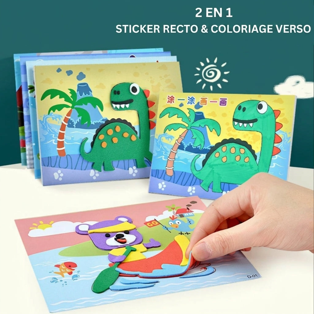 Puzzles autocollants en 3D en mousse EVA - Pack de 10/12 feuilles