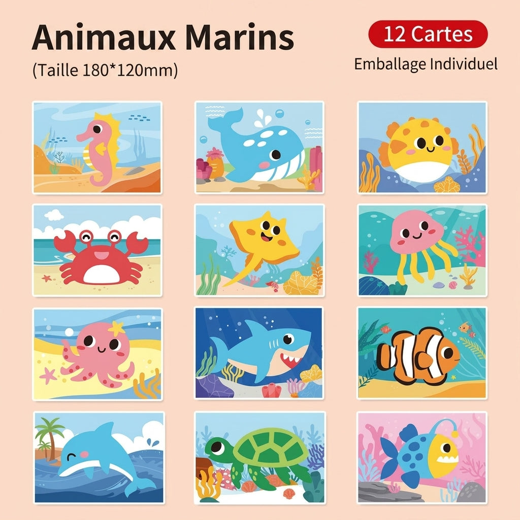 Puzzles autocollants en 3D en mousse EVA - Pack de 10/12 feuilles