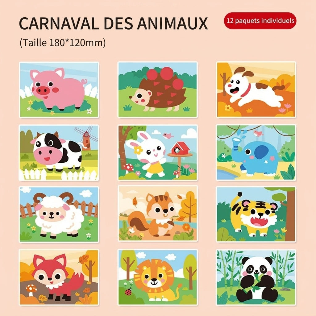 Puzzles autocollants en 3D en mousse EVA - Pack de 10/12 feuilles