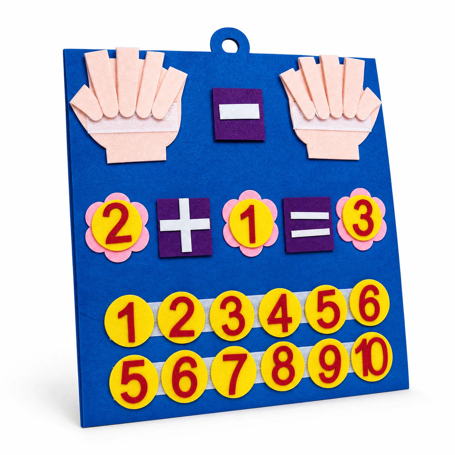 🧠 Planche Mathématique Montessori en Feutre – Apprentissage Ludique des Chiffres et Calculs pour Enfants - Fond blanc, autre angle