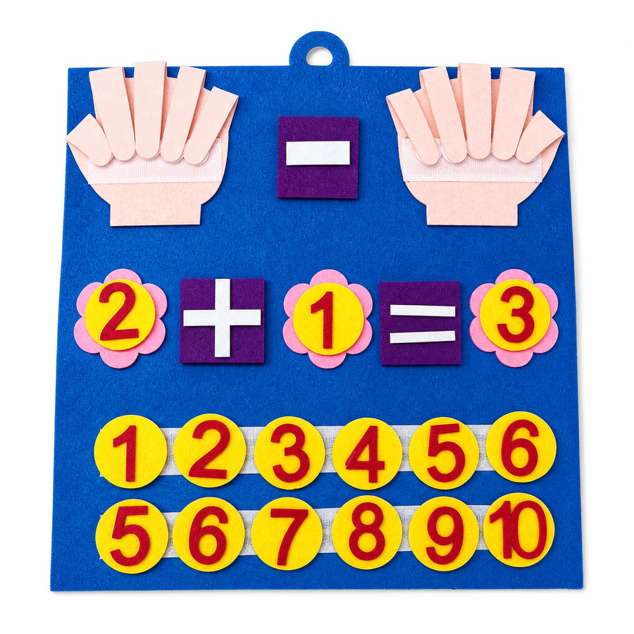 🧠 Planche Mathématique Montessori en Feutre – Apprentissage Ludique des Chiffres et Calculs pour Enfants - Fond blanc