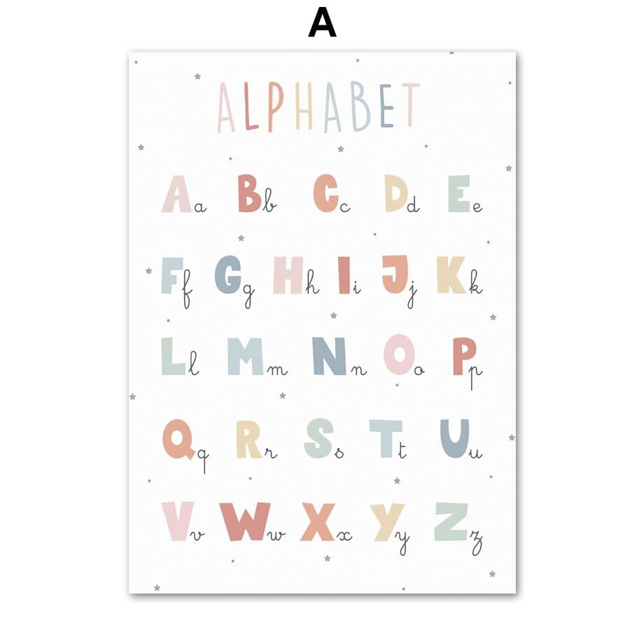 Posters Montessori d'apprentissage décoratif | Montezzori Alphabet / A4 21X30cm (sans cadre) Montezzori