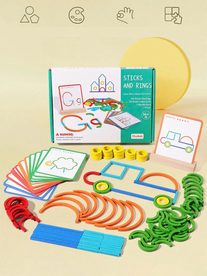 Puzzle en bois arc-en-ciel - cadeau pour stimuler l'imagination selon la méthode Montessori | Montessori Rainbow block puzzle Montessori