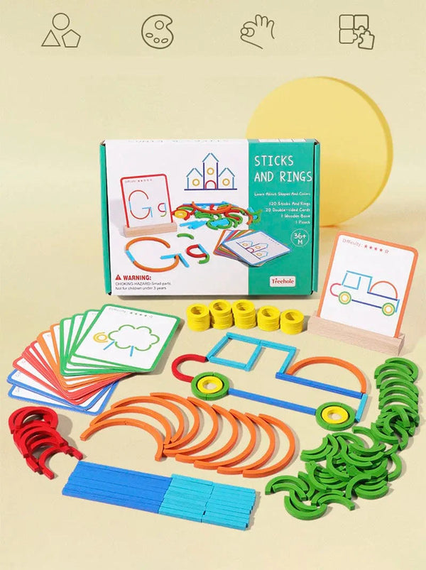 Puzzle en bois arc-en-ciel - cadeau pour stimuler l'imagination selon la méthode Montessori | Montessori Rainbow block puzzle Montessori