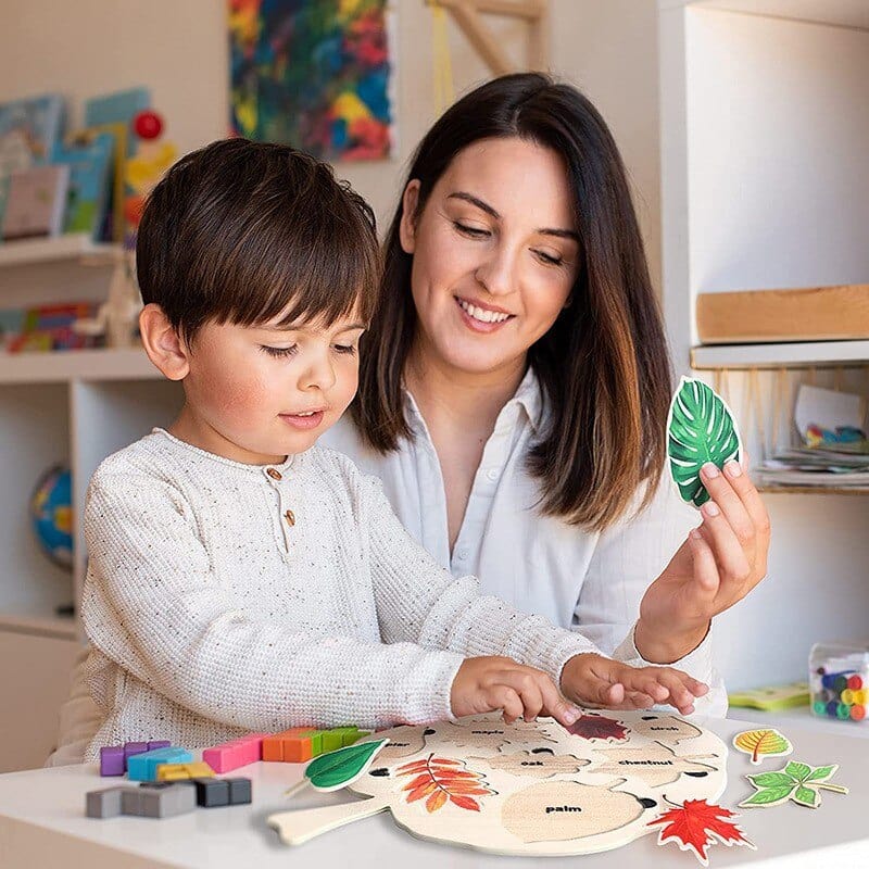 Puzzle en Bois d'Apprentissage Montessori Feuilles | Montessori small size Montessori