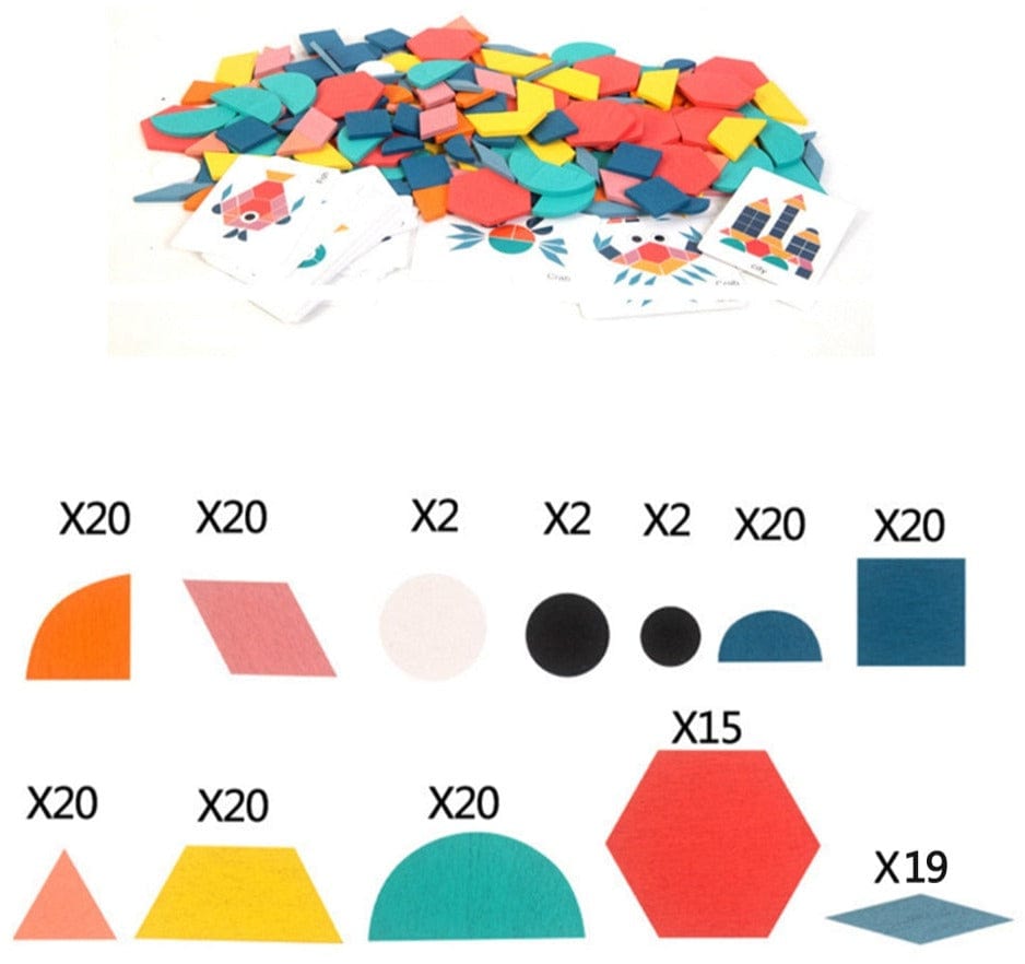 Puzzle géométrique Montessori - 180 pièces | Montezzori puzzle Montezzori