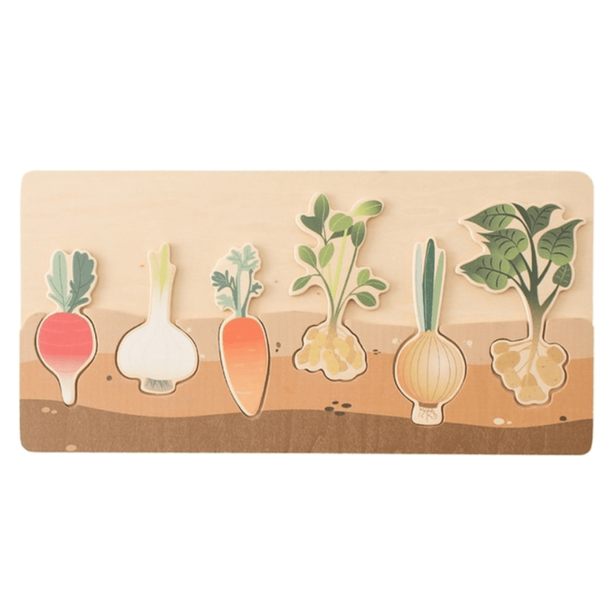 Puzzle Montessori des Légumes Souterrains - Bois Naturel | Montezzori Montezzori