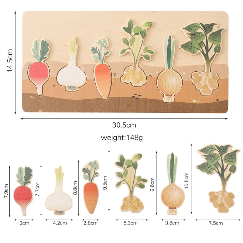 Puzzle Montessori des Légumes Souterrains - Bois Naturel | Montezzori Montezzori