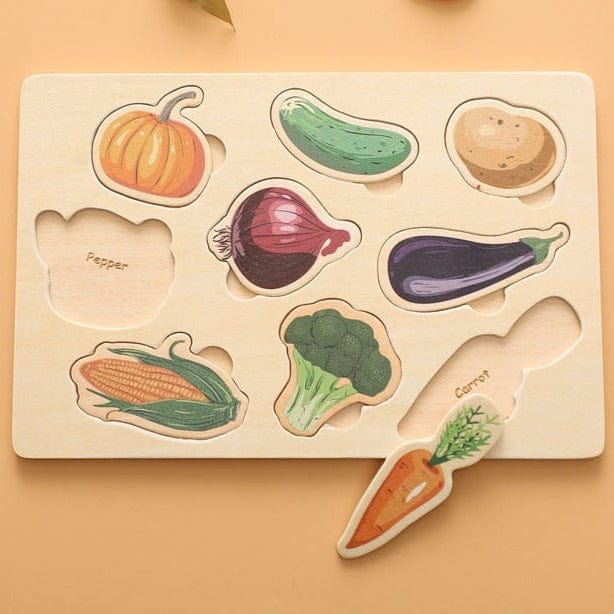 Puzzle Montessori en Bois d'Apprentissage des Légumes | Montezzori Montezzori