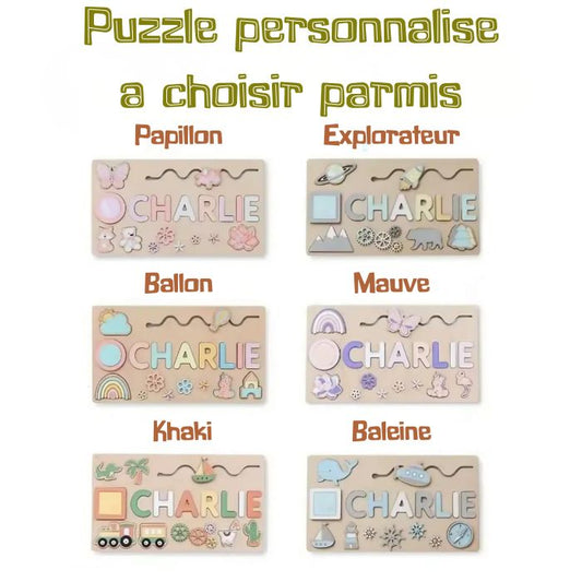 Puzzle en Bois Personnalisé avec Prénom – Cadeau Éducatif et Ludique