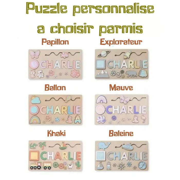 Puzzle en Bois Personnalisé avec Prénom – Cadeau Éducatif et Ludique