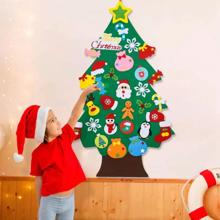 Sapin de Noël en Feutrine pour Enfants - 32 Pièces de Décoration + Guirlande
