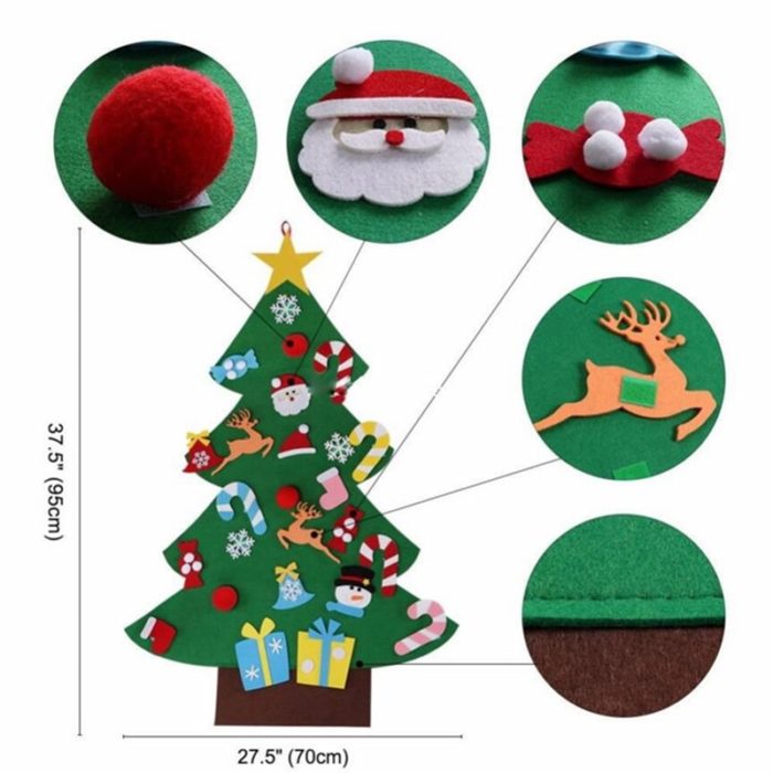 Sapin de Noël en Feutrine pour Enfants - 32 Pièces de Décoration + Guirlande