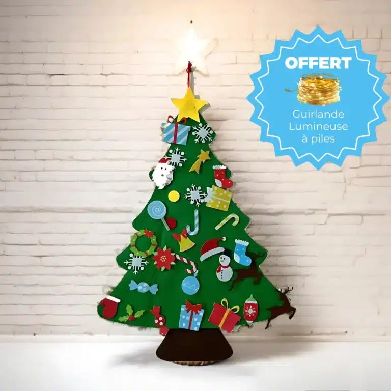Sapin de Noël en Feutrine pour Enfants - 32 Pièces de Décoration + Guirlande