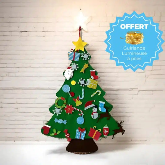 Sapin de Noël en Feutrine pour Enfants - 32 Pièces de Décoration + Guirlande