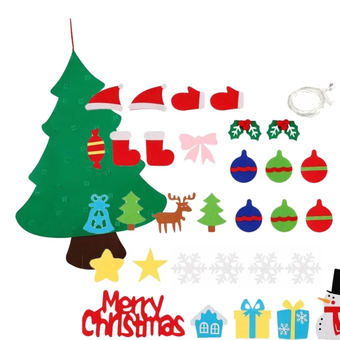 Sapin de Noël en Feutrine pour Enfants - 32 Pièces de Décoration + Guirlande