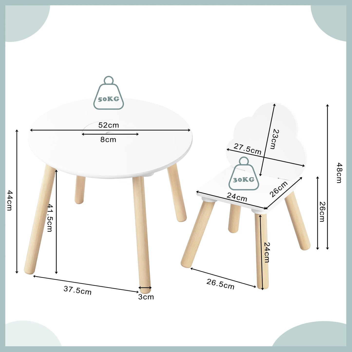 Ensemble Montessori Table & Chaises pour Enfants