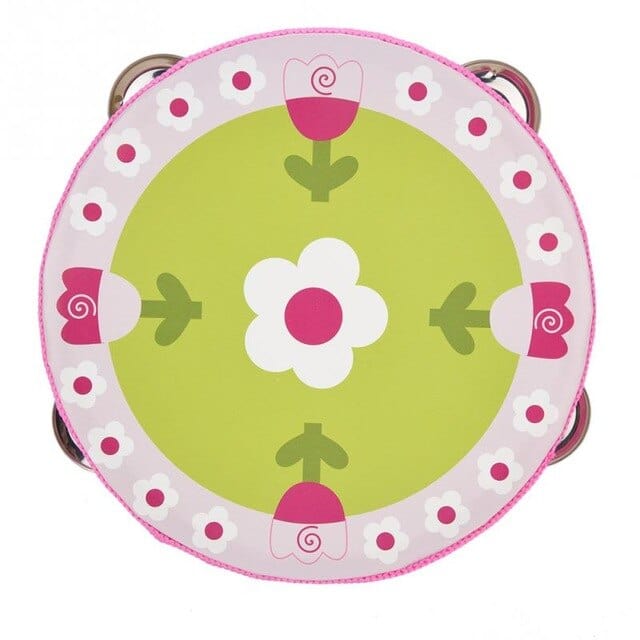 Tambourin enfant bois coccinelle avec cymbales métalliques