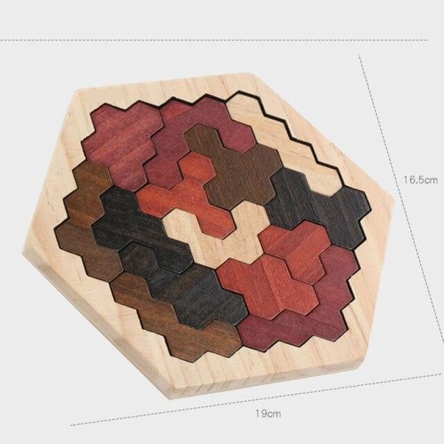 Tangram Hexagone en Bois Montessori Puzzle | Montezzori Montezzori