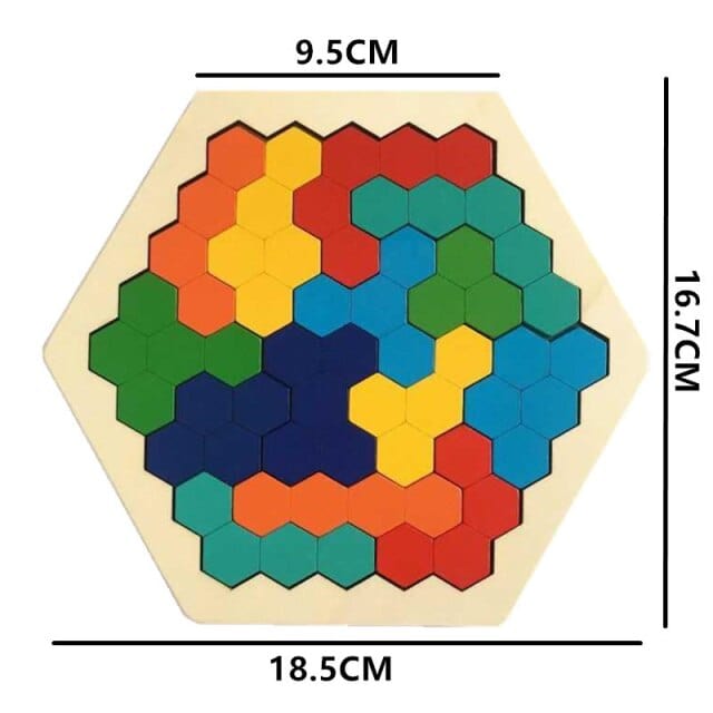Tangram Hexagone Montessori Puzzle | Montezzori 9,5*16,7*18,5 cm Montezzori